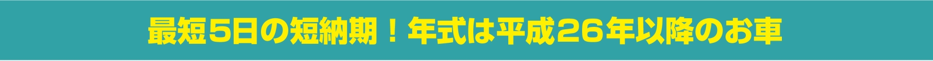 最短5日の短納期！年式は平成26年以降のお車